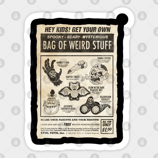 Bag of Weird Stuff Sticker by chrisraimoart